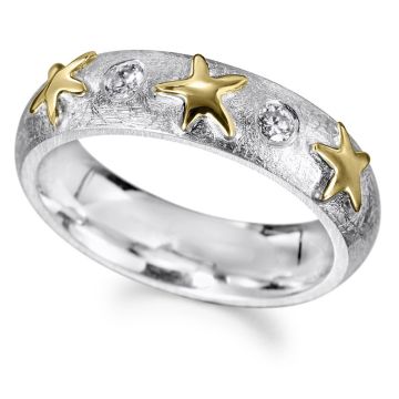 18ct Gold & Silver Diamond Duo Ring