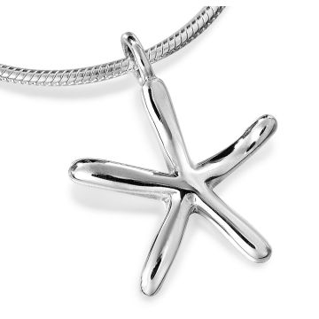 Silver Small Starfish Pendant on Snake Chain Necklace