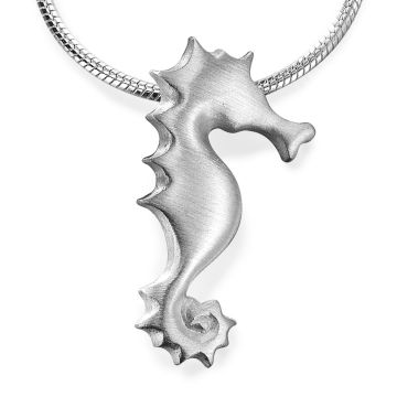 Silver Medium Seahorse Pendant on Snake Chain Necklace